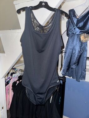 Black Lace-Back Tank Bodysuit -